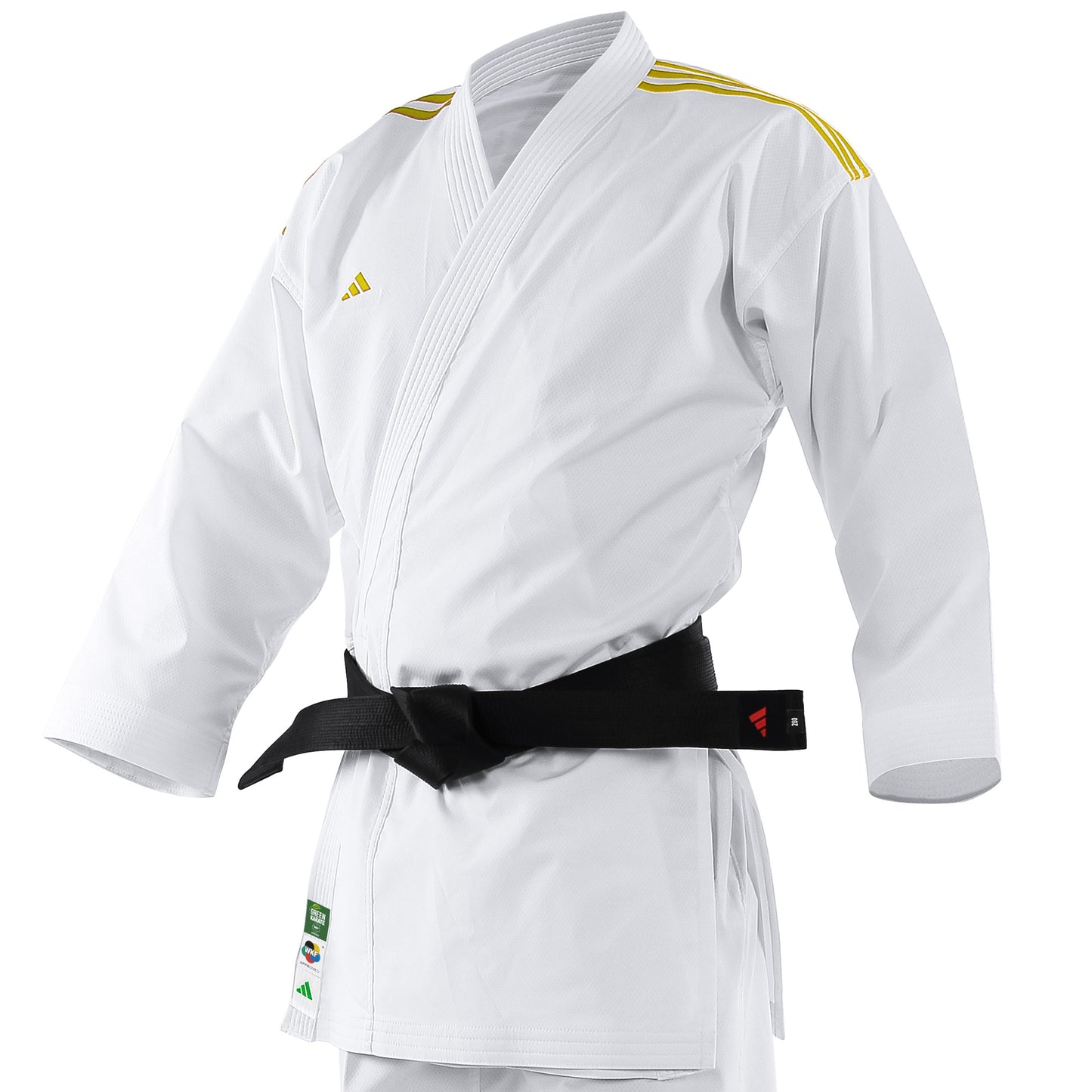 adidas Adilight Primegreen with Gold Stripes Karate Uniform