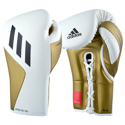 adidas Speed Tilt 350 Lace-Up Boxing Gloves - White/Gold