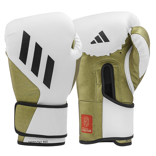 adidas Speed Tilt 350 Strap Boxing Gloves - White/Gold