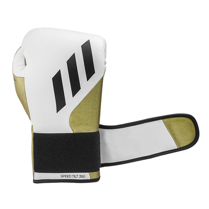 adidas Speed Tilt 350 Strap Boxing Gloves - White/Gold