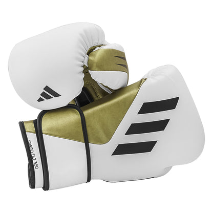 adidas Speed Tilt 350 Strap Boxing Gloves - White/Gold