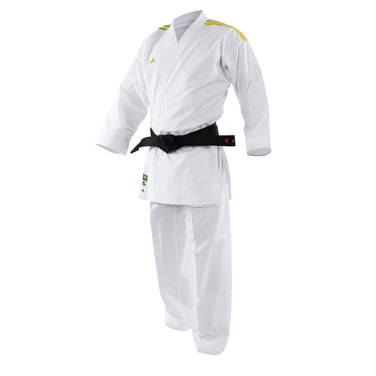 adidas Adilight Primegreen with Gold Stripes Karate Uniform